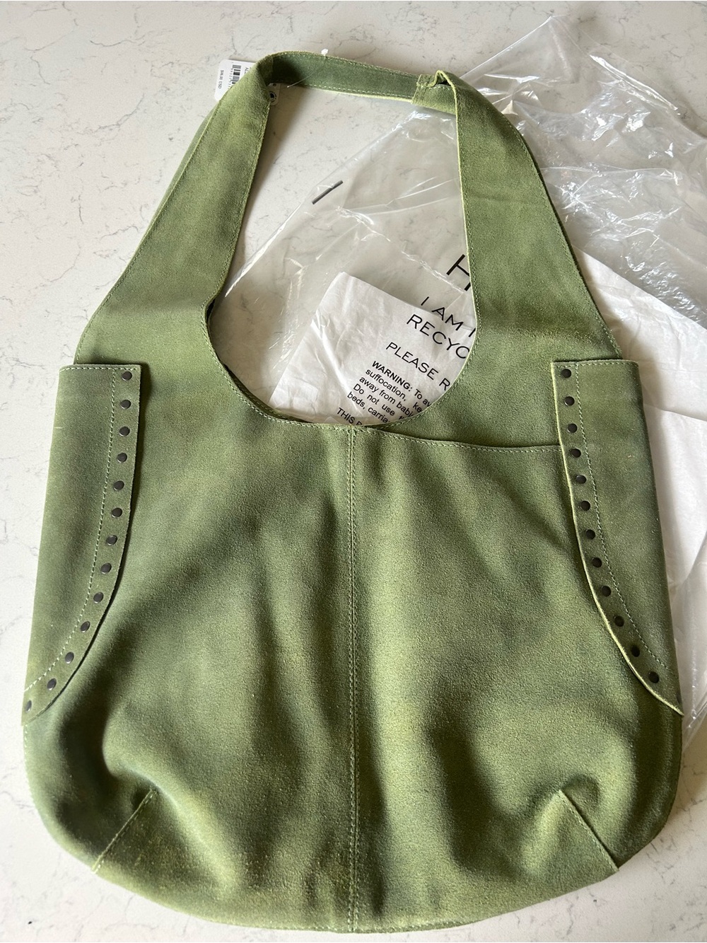 NWT Free People Matcha Rori Suede Tote  w/ FP Ultra Skinny Scarf & Cherry Charm - Picture 9 of 16